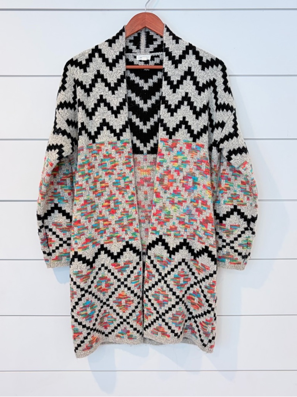 Debut Aztec Cardigan Sweater M Boho Tribal Cozy Festival Chic Southwest Indie